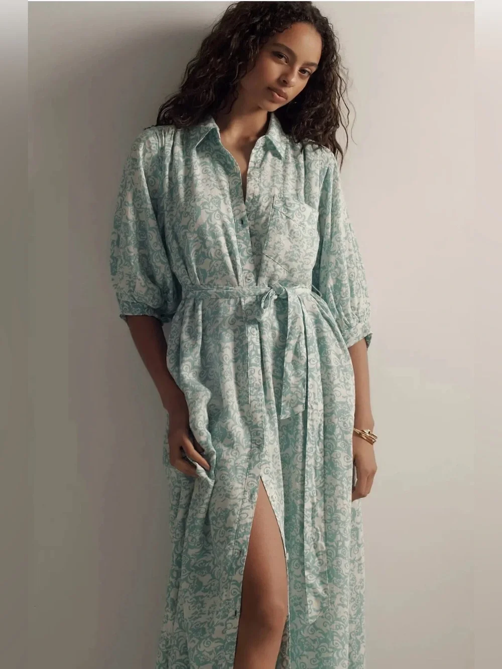 💫ANTHROPOLOGIE💫 Maeve Irene Linen Shirt Dress - Picture 2 of 5